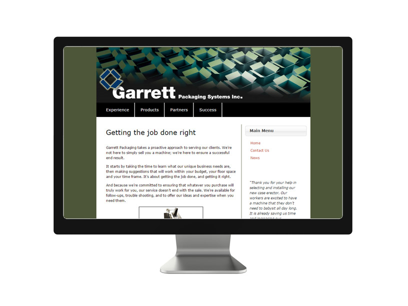 Garrett Packaging Systems on Monitor